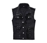 Nouveau 2022 Denim Gilet Hommes Punk Rock Rivet Cowboy Noir Jean Gilet Mode Hommes Moto Style sans Manches Jean Veste M-5XL