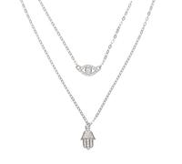 Nouveau 2025 Femmes sexy bijoux Lucky Hamsa Hand Cham Drop Silver Color pavé CZ Bijoux Collier à double couche Real 925 Silver Decoration Bijoux Luxury With You Accessoires TRENDY BEST POUR CADE