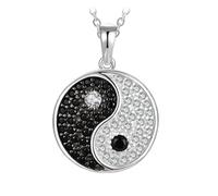 Nouveau 2025 Tai Chi Yin Yang 925 Collier pendentif en argent sterling Femmes Natural Noir Spinelle Round Gemstone Pendant Pas de décoration de chaîne Bijoux commémoratif avec vos accessoires