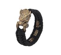 NOUVEAU 2025 UNISEX MENSON MANS MELLES BRACKET BLACK ROPE AVEC BRONZE COLORED INOXDUX ACIER WOLF CLOSURE DÉCORATION BIJOT