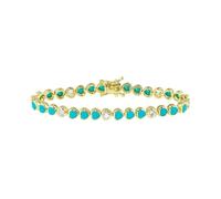 Nouveau 2025 Unisexe Bijoux de mode plaqué or Blue Blue Turquoises Bracelet de tennis CZ en forme de coeur pour les femmes Décoration Luxury With You Accessoires Création tendance pour les femmes et