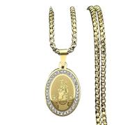 Nouveau 2025 Vierge Marie et Médaille Collier pour Femmes Hommes Acier Inoxydable Couleur Or Strass Blanc Notre Dame d'Aparecida Chaîne Décoration Bijoux Usine commémorative avec vous Accessoires