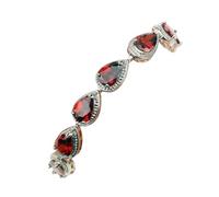 Nouveau 2025 Water Drop Garnet Garnet CZ 925 Bijoux en argent Longueur 18cm 21cm Bracelet de chaîne de liaison pour les femmes Boîte cadeau Décoration Bijoux commémoratif avec pour vous accessoires