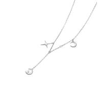 NOUVEAU 2026 100% 925 STERLING Silver Personality Charm Star et Moon Pendant Collier Fomen Women Anniversary Decoration Bijoux Luxury With You Accessories Trendy Creative Meilleur cadeau
