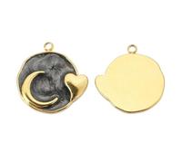 Nouveau 2026 5pcs en acier inoxydable 17 mm émail rond lune amour coeur pendent charmes pour collier bricolage boucles d'oreilles