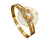 NOUVEAU 2026 Bracelet à fleur creux unisexe Bracelet Bracelet avec imitation Perles Constatations de bijoux en acier inoxydable pour femmes hommes Cuff Fashion Golden Accessoires Tendy Creative Gift