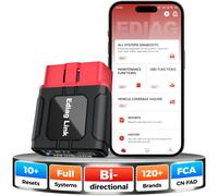 Nouveau 2026 - KINGBOLEN Ediag Link Scanner de diagnostic bidirectionnel OBD2 toutes fonctions pour iOS et Android, outil de diagnostic Bluetooth avec protocole CAN-FD, plus de 10 fonctions de Rouge