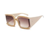 Nouveau 2026 Lunettes de Soleil surdimensionnées en Cristal de Refroidissement de Luxe Grand Cadre Miroir Teinte cloutée Lunettes de Soleil Femmes