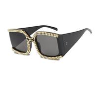 Nouveau 2026 Lunettes de Soleil surdimensionnées en Cristal de Refroidissement de Luxe Grand Cadre Miroir Teinte cloutée Lunettes de Soleil Femmes