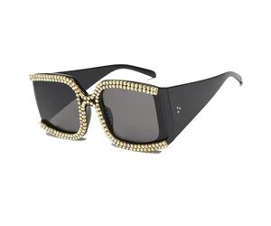 Nouveau 2026 Lunettes de Soleil surdimensionnées en Cristal de Refroidissement de Luxe Grand Cadre Miroir Teinte cloutée Lunettes de Soleil Femmes