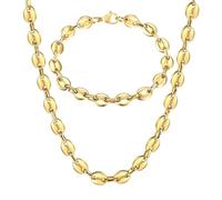 Nouveau 2026 Unisexe 7/9 / 11 mm en acier inoxydable Coffee Bears Marina Link Chain Collier Bracelet Set pour hommes Femmes Fashion Bijoux Finages Gift KSM05 ACCESSOIRES TRENDIES CRÉATIVE POUR FEMMES