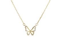 Nouveau 2026 Unisexe Luxury 925 SERRLING Silver Hollow Zircon Butterfly 14k Gold plaqué pendentif cou collier femelle feme