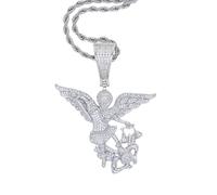 Nouveau 2026 Unisexe Michael The Archange Pendant Collier Iced Out Gold Color Cz cubic Zirconia Justice Charme Men Femmes Hip Hop Decoration Bijoux Luxury With You Accessoires TRENDY Best for Gift