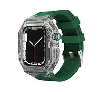 NOUVEAU 44 mm 45 mm 41 mm 40 mm Case transparente de luxe Sangle de fluororubber pour la série 8/7 Iwatch SE 6 5 4 Kit de mod de caoutchouc sportif