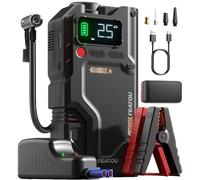 Nouveau 7000A Booster de Batterie Voiture avec Compresseur, Démarreur Batterie Voiture avec Gonfleur 150PSI, 12V Jump Starter S'applique à 9,0L Gaz/8,5L Diesel (3 Modes LED, Démarrage Forcé)