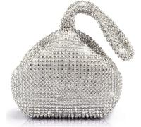 Nouveau AIJUN Triangle Full Strass Femme Sac d'embrayage Soirée Fête Mariage Porte-monnaie (Argent)