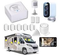 Nouveau - Alarme de Camping Car - WiFi - avec Télé Surveillance 24h/24h - sans abonnement - 1 Camèra de Surveillance - 2 Sirènes 125 DB - 5 Détecteurs d'ouvertures - 1 détecteur de Mouvement - 2 Tél