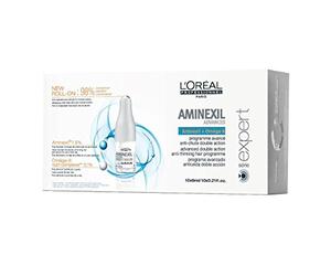 Nouveau avec applicateur ROLL ON L'Oréal Professionnel Programme Avancé Anti-chute Double Action Aminexil Advanced à l'Oméga-6 Nutri Complexe et Aminexil Série Expert 10 x 6ml (Bille massante pour stimuler la microcirculation)