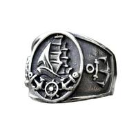 Nouveau Bague D'ancre De Bateau De Motard Viking Pour Hommes, Mode Chic Fantaisie Halloween Bijoux Vintage