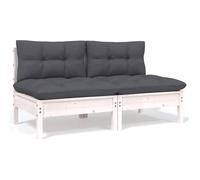 Nouveau Banquette de jardin BELLE - Canapé 2 places de jardin et coussins Blanc Bois de pin solide DECO FT8744415