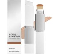 Nouveau BâTon De Fond De Teint à Couleur Changeante, Base De Maquillage Anti-Cernes Hydratante, Double ExtréMité Avec Brosse IntéGréE, Portable Pour Un Usage Quotidien,（Dark Skin）