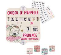 Nouveau Bebe A Bord Voiture-À Personnaliser Sois Même Avec Âge Et Prénom Pour Plus D'impact- Lettres Prédécoupées À Insérer -Tenue Longue Durée Grâce Aux Adhésifs Sur Les Ventouses - Anti Uv-15x15 Cm