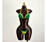 Nouveau bikini 2 pièces avec triangle ras-du-cou coloré sexy, slip string. Tenue de plage et d'été pour femmes L,M,S,XSÉtoffe