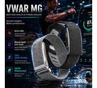 Nouveau Bracelet Connecté de Qualité Infirmière 2026 VWAR MG SpO2 Lipides Sanguins Acide Urique ECG+PPG Étanche Sans Écran Bracelet de Suivi Sportif et de Fitness Gray