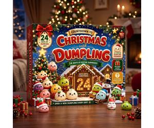 Nouveau calendrier de l'avent 2026 avec des squishies en forme de raviolis de Noël, compte à rebours de 24 jours, boîte mystère anti-stress, cadeaux de Noël. Random 1pcs 50-100g