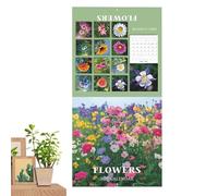 Nouveau Calendrier Floral Exquis 2026, Calendrier Mural D'art Floral De Haute Qualité, De Déchirure Avec 12 Mois Et Compartiments De Planificateur Mensuel, Parfait Pour La Voiture, L'école,