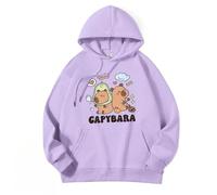 Nouveau Capybara Mignon Sweat à Capuche Tendance pour garçons et Filles Automne Nouveaux Hauts pour Enfants Sweat à Capuche à Manches Longues,Violet,130cm