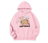 Nouveau Capybara Mignon Sweat à Capuche Tendance pour garçons et Filles Automne Nouveaux Hauts pour Enfants Sweat à Capuche à Manches Longues,Rose,140cm