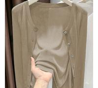 Nouveau cardigan tricoté élégant et décontracté, couleur unie col rond manches longues à bouton unique, design transparent, cardigan tricoté minimaliste à la mode pour le travail, cardigan tricoté fin