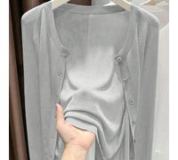 Nouveau cardigan tricoté élégant et décontracté pour femmes, couleur unie, col rond, manches longues, design transparent à un bouton. Cardigan tricoté minimaliste et délicat pour le travail, fin et aé