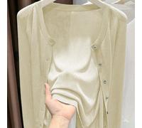 Nouveau cardigan tricoté élégant et décontracté pour femmes, de couleur unie, col rond, manches longues, à bouton unique, design transparent, style minimaliste mode pour le travail, tricot fin et déli