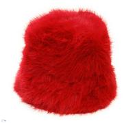 Nouveau chapeau seau super moelleux style cosaque en fausse fourrure duveteuse - Chapeaux d'hiver pour femmes, Rouge, Taille unique