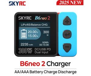 Nouveau chargeur intelligent SKYRC B6neo 2 chargeur intelligent multifonction DC 300W PD 80W LiPo/LiFe/Lilon/LiHV/NiMH/NiCd/Pb chargeur de batterie Ensemble bleu 2
