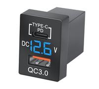 Nouveau Chargeur QC3.0 USB Chargeur de Voiture Prise PD Chargeur Type-C avec VoltmèTre NuméRique Bleu LED pour Nouvelle Charge Rapide