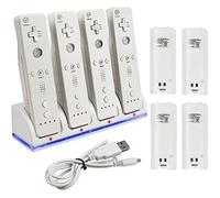 Nouveau Chargeur station d'accueil + 4 x 2800mAh Batterie pour télécommande Nintendo Wii Blanc