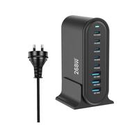 Nouveau Chargeur USB multiport 268 W Chargeur Rapide C Station de Charge 8 Ports Hub GaN Compact Adaptateur Secteur(268W-A-U-B)