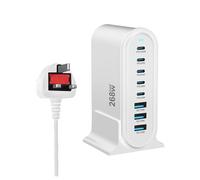 Nouveau Chargeur USB multiport 268 W Chargeur Rapide C Station de Charge 8 Ports Hub GaN Compact Adaptateur Secteur(268W-U-K-W)