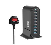 Nouveau Chargeur USB multiport 268 W Chargeur Rapide C Station de Charge 8 Ports Hub GaN Compact Adaptateur Secteur(268W-U-K-B)