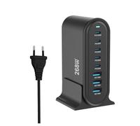 Nouveau Chargeur USB multiport 268 W Chargeur Rapide C Station de Charge 8 Ports Hub GaN Compact Adaptateur Secteur(268W-E-U-B)