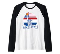 Nouveau citoyen américain avec Statue de la liberté Manche Raglan