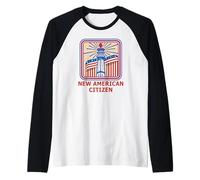Nouveau citoyen américain rétro Rouge, Blanc et Bleu Manche Raglan