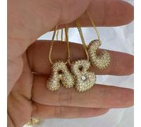 Nouveau collier populaire européen et américain à bulles micro-incrustées avec 26 lettres, décoration classique en cuivre plaqué avec de l"or 18 carats L,M,S,H,A,T,O,X,B,C,D,E,F,G,I,J,K,N,P,Q,R,U,V,W,