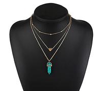 Nouveau collier ras du cou en pierre opale vintage colliers mode multi-couches cristal coeur pendentif collier déclaration bohème bijoux pour femmes