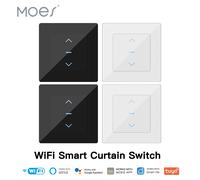 Nouveau commutateur de rideau intelligent WiFi, conception tactile pour rideaux motorisés et stores roulants, fonctionne avec l'application Tuya Smart Life Alexa Google 1PC BLACK