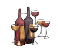 Nouveau - Contemporain l'art de mur en métal de décoration intérieure - Marron verres à vin Bouteille de Scène