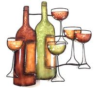 Nouveau - Contemporain l'art de Mur en métal de décoration intérieure - Verres à vin Bouteille de Scène